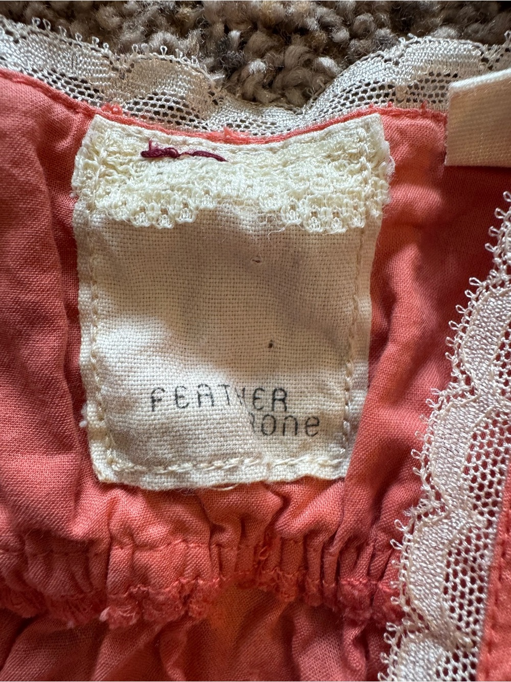 Anthropologie Feather Bone Coral Swiss Dot Lace Bow Cami Dress. XS - Picture 4 of 9